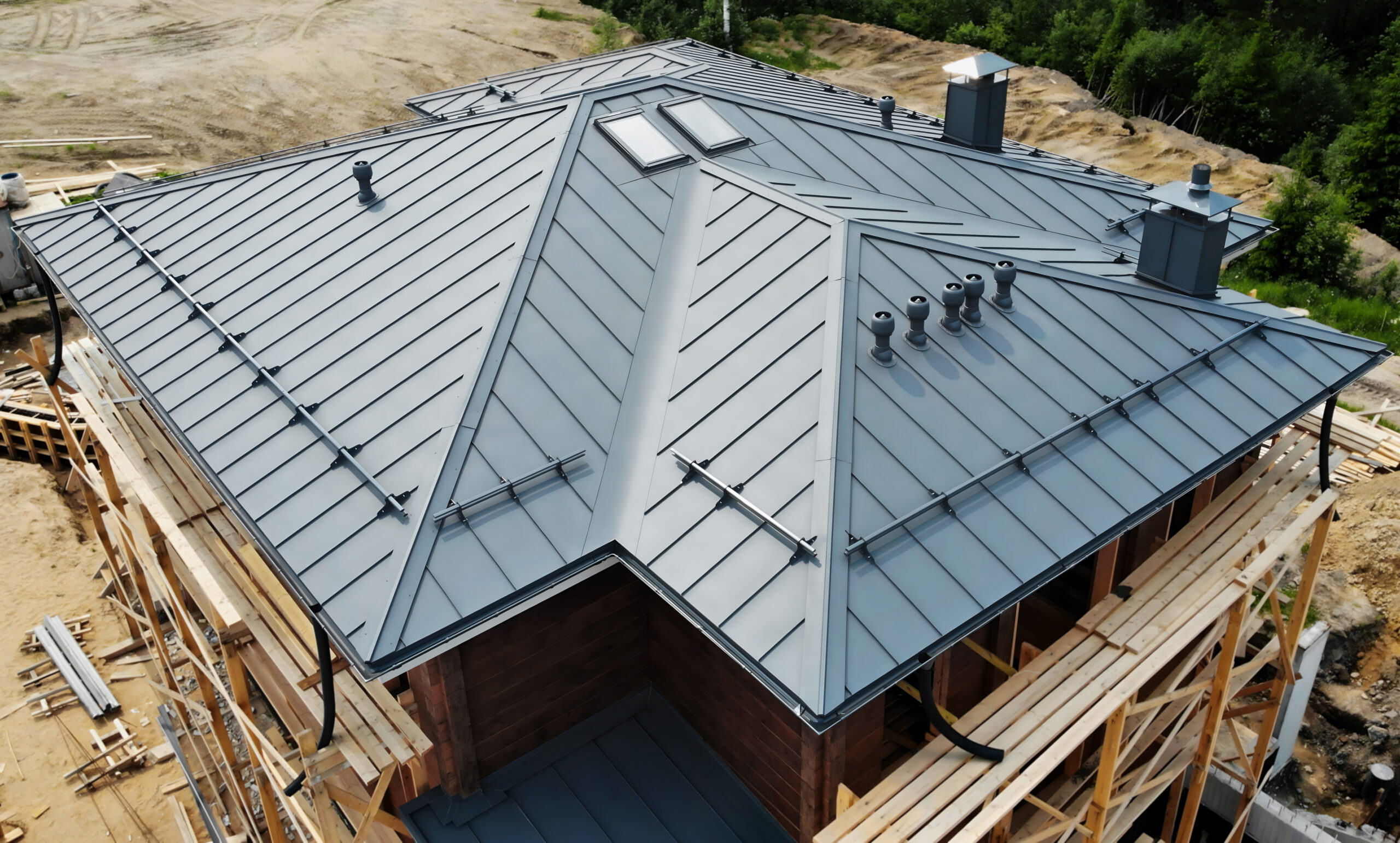 Metal roof on a commercial building